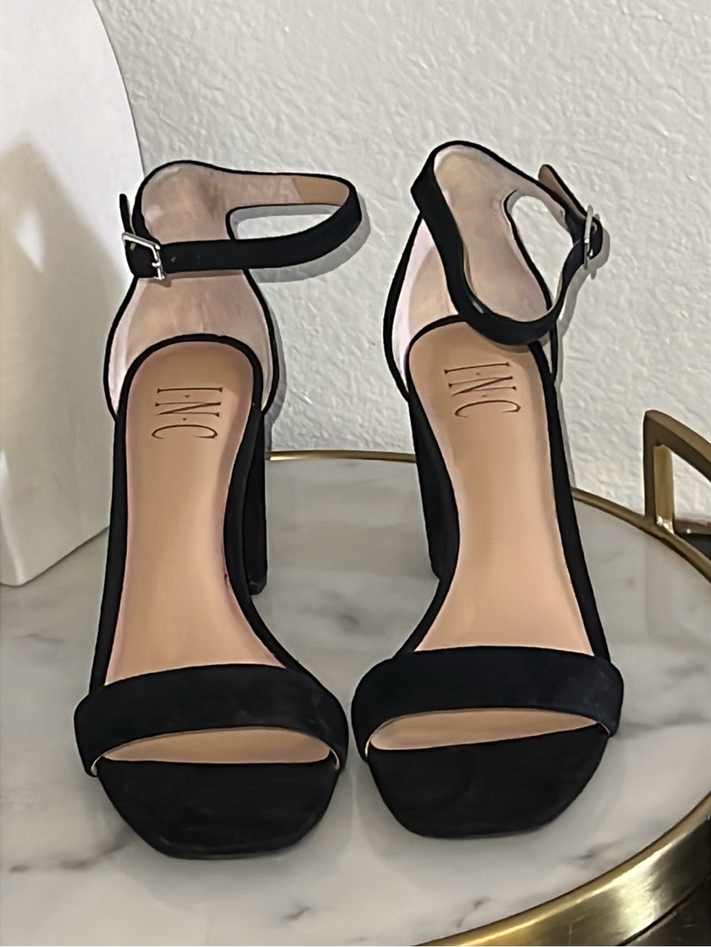 I.N.C. Lexini sandals black ankle strap block heel 6.5